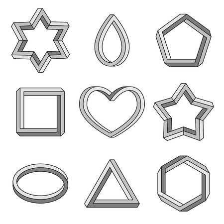 geometric shapes set. Line art. Vector illustration.のイラスト素材