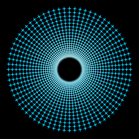 Blue neon abstract background. circles of glowing pixels, concentric circles. illustration. digital. Light Abstract Technology background for computer graphic website internet. Mosaic tableのイラスト素材