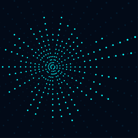 Blue neon abstract background. circles of glowing pixels, concentric circles. illustration. digital. Light Abstract Technology background for computer graphic website internet. Mosaic tableのイラスト素材