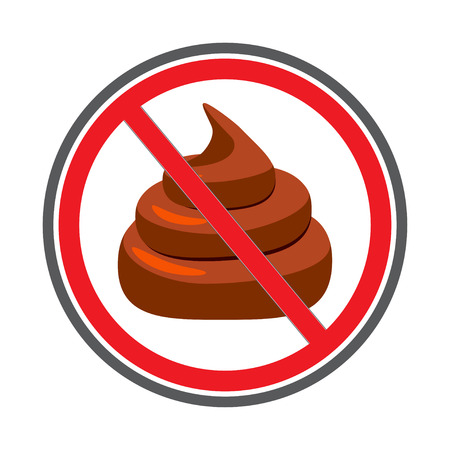 No Shit sign icon, no poo. Clean up after pets symbol. No pooping sign.  illustrationのイラスト素材