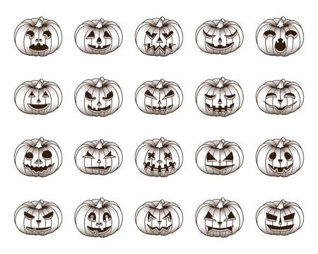 Halloween pumpkin set isolated on white background. illustration.のイラスト素材