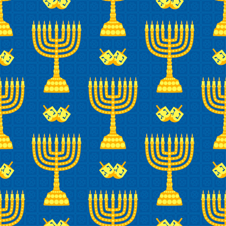 Hanukkah background with menorah. Candles, David star and jewels. Beautiful greeting card.のイラスト素材