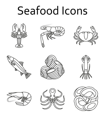 Seafood icons set. Vector illustration.のイラスト素材