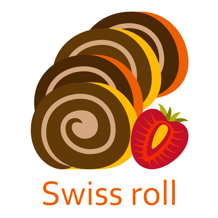Swiss roll. Sweet food flat icon. Vector illustration.のイラスト素材
