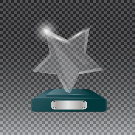 Glass trophy awards vector illustration. The transparent trophy for award.のイラスト素材