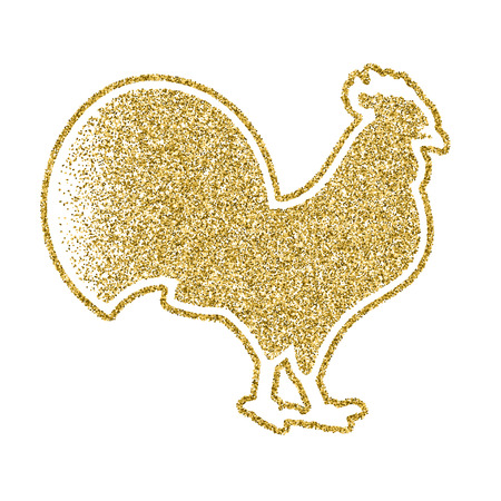 2017 new year of rooster. Rooster silhouette from gold glitter.Vector illustration.のイラスト素材