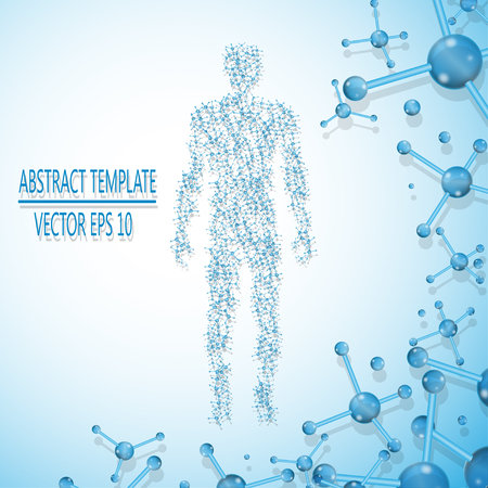 Abstract molecule based human figure concept, vector illustration.のイラスト素材