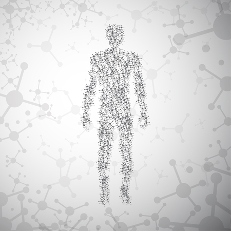 Abstract molecule based human figure concept, vector illustration.のイラスト素材