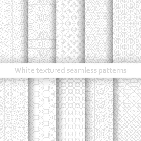White textured seamless patterns set. Vector illustration.のイラスト素材