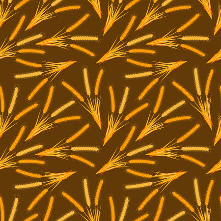 Cartoon background with wheat ears. Seamless pattern. Colorful illustration.のイラスト素材