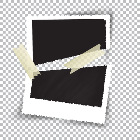 Broken photography on checkered background, vector illustration.のイラスト素材