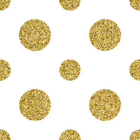 Seamless pattern with gold glitter textured circle on the white background.のイラスト素材