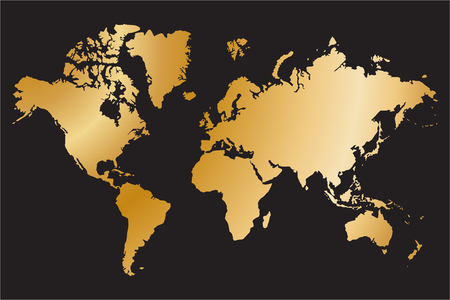 Political world map isolated on black background, vector illustration.のイラスト素材