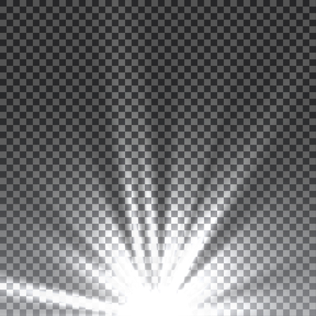 Vector transparent sunlight special lens flare light effect. Sun flash with rays and spotlight.のイラスト素材