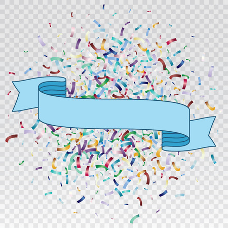 Flying christmas confetti with ribbon , anniversary celebration, happy birthday party vector background.のイラスト素材