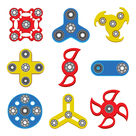 Set of Hand spinner toys, flat vector icons.のイラスト素材