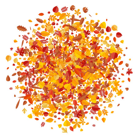 Autumn pattern with bright tree leaves. Cartoon vector illustration.のイラスト素材