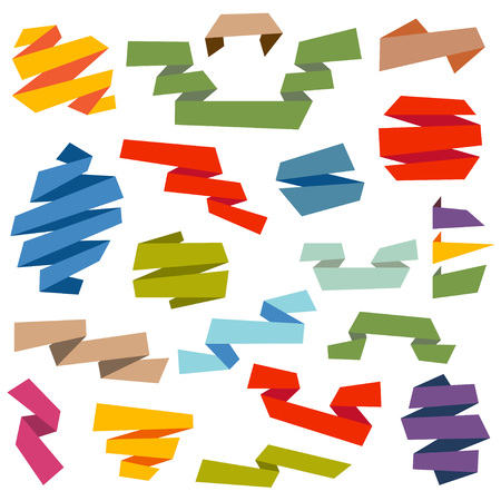 Ribbon set in cartoon comic style. Elements for design. Vector illustration.のイラスト素材