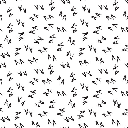 Minimal seamless pattern with dinosaur foots. Black and white colors. Vector illustration.のイラスト素材