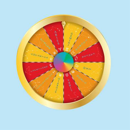 Light symbols of zodiac and horoscope circle, astrology and mystic signs, vector art and illustration.のイラスト素材