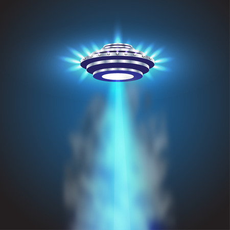 UFO light vector, ufo flying illustration.のイラスト素材