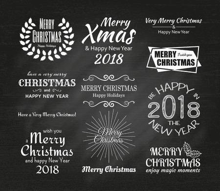 Merry Christmas and Happy New Year 2087 typography.のイラスト素材