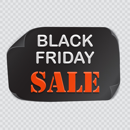 Black realistic curved paper banner for Black Friday sale Vector illustration.のイラスト素材