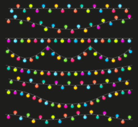 Colorful light lamps garlands setのイラスト素材