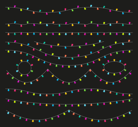 Colorful light lamps garlands setのイラスト素材