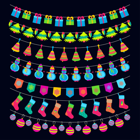 Christmas garland set Vector illustrationのイラスト素材
