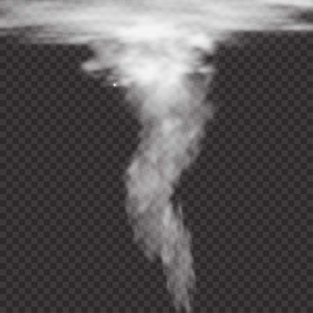 Realistic tornado swirl isolated on checkered background. Tornado cyclone swirl, twister whirlwind hurricane.のイラスト素材