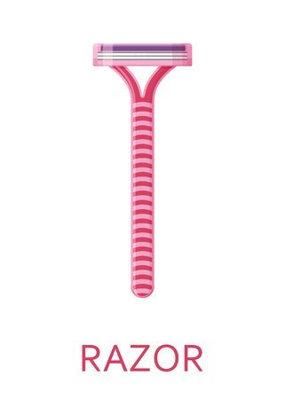 Female shaving razor isolated on white background. Vector illustration.のイラスト素材