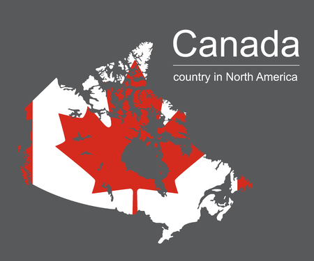 Canada map and flag on black background, vector illustration.のイラスト素材
