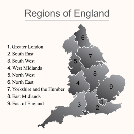 Dark map of England with outline on white background.のイラスト素材