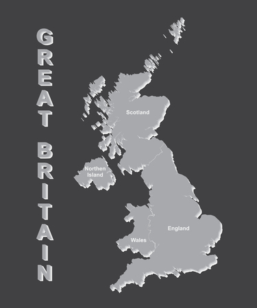 UNITED KINGDOM MAP, UK MAP with borders on grey background.のイラスト素材