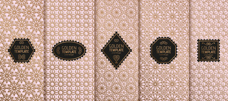 Set of golden luxury templates. Abstract geometric background.のイラスト素材