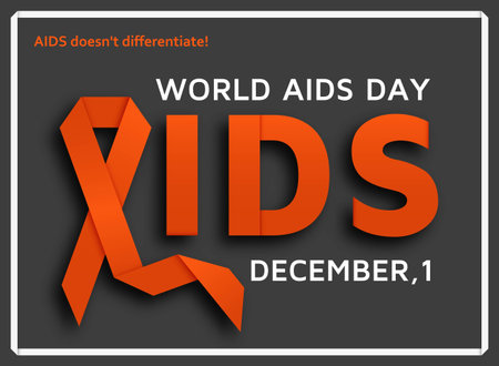World AIDS day background with red ribbon. Vector illustration