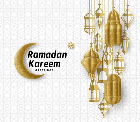 Ramadan Kareem Background. Islamic Arabic lantern. Translation Ramadan Kareem. Greeting card. Vector illustrationのイラスト素材