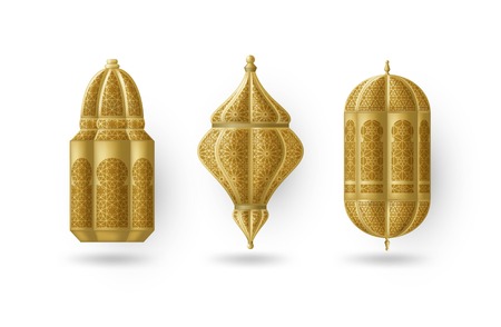 Arabic or Islamic lanterns set. Vector illustration.のイラスト素材