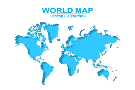 World map detailed design of white color cut from paper. Vector illustrationのイラスト素材
