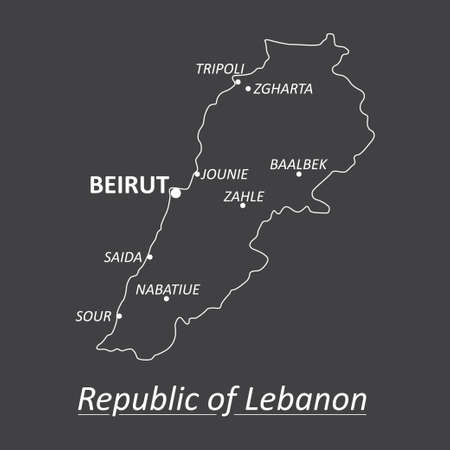 Detailed map of Lebanon with citiesのイラスト素材