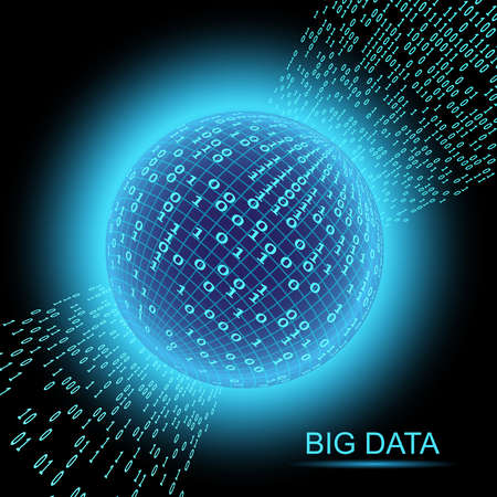 Global international connection information data exchange. Planet space modern future technology. Binary code vector illustrationのイラスト素材