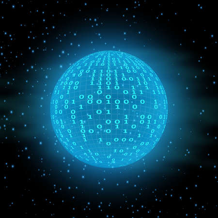 Global international connection information data exchange. Planet space modern future technology .Binary code vector illustrationのイラスト素材