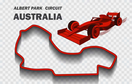 Australian grand prix race track. Detailed racetrack or national circuit for motorsport and formula1 qualification. Vector illustration.のイラスト素材