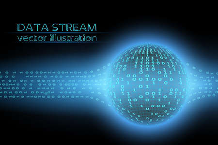 Global international connection information data exchange. Planet space modern future technology. Binary code vector illustrationのイラスト素材