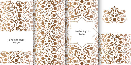 Set of vertical arabesque floral banners. Branches with flowers, leaves and petalsのイラスト素材