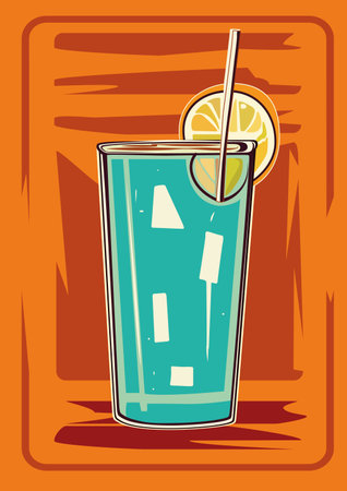 Cocktail background. Template with classic and tropical alcoholic drink, long drinking. Vector illustration.のイラスト素材