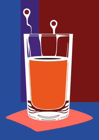 Cocktail background. Template with classic alcoholic drink, shot. Vector illustration.のイラスト素材