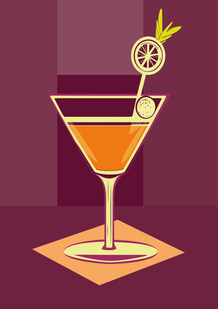 Cocktail background. Template with classic and tropical alcoholic drink, long drinking. Vector illustration.のイラスト素材