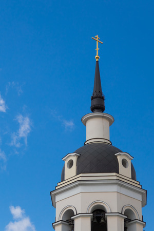 The Church of the Protection of the Holy Virgin in Krasnoye Selo. Orthodox church of the Epiphany Deanery of the Moscow City Diocese. Khram Pokrova Presvyatoy Bogoroditsy V Krasnom Sele.の写真素材